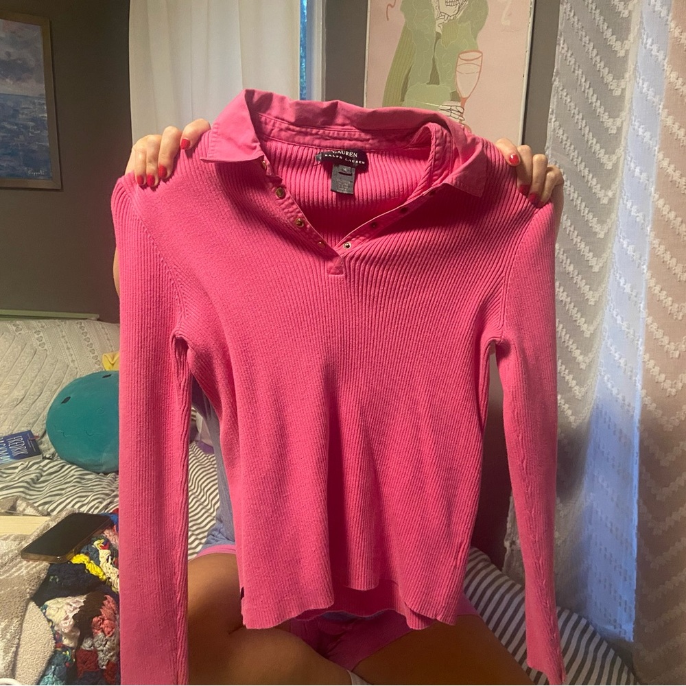 Ralph Lauren Pink Ribbed Blouse